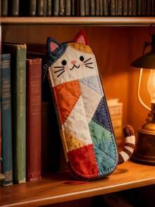 Joivida 1Pc/2Pcs Ins-Style Patchwork Kitten Pencil Case, Cute Girly Fabric Spliced Stationery Bag, Personalized And Portable Student Pencil Storage Bag, Large-Capacity Zipper Pencil Case, Simple And Versatile Stationery Storage Bag For Girls - multicolor - View 8