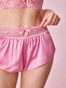 Bonmuse Bộ đồ ngủ 2 món dành cho nữ, áo hai dây ren gợi cảm và quần short, đồ ngủ mùa hè, đồ mặc nhà cho phù dâu. - Màu Hoa hồng đỏ - Xem 5