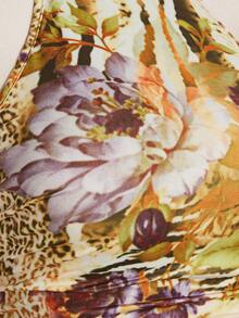 SHEIN ICON Plus Size Y2K 90s Summer Going Out Vacation Boho Western Country Concert Women's Sexy Backless Floral Print Halter Neck Top, Summer Beige - Yellow - View 10