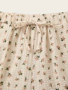 GlowEve Blommiga knutna sommarshorts - Aprikos - Visa 3