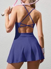 CourtClass Đầm suông không tay màu trơn thanh lịch dành cho nữ - Màu Lilac Tím - Xem 3