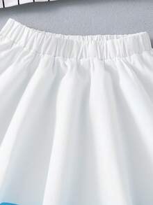 SHEIN 儿童67数字字母印花T恤和裙子两件套 - 可爱的67岁生日派对服装，男女童短袖圆领上衣和裙子，休闲日常时尚街头服饰 - 藍色 - 查看 6