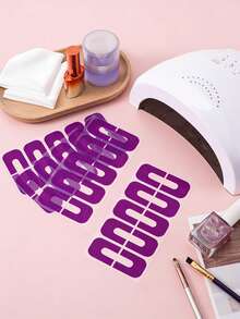 10 Sheets/Roll Disposable Nail Polish Protective Tape – U-Shaped Adhesive Tape, Suitable For Manicures, Prevents Nail Polish From Overflowing To The Edges Of Nails And Skin. Easy-To-Remove Nail Protection Tape, Ideal For Home DIY Manicure Art. - Purple - View 6