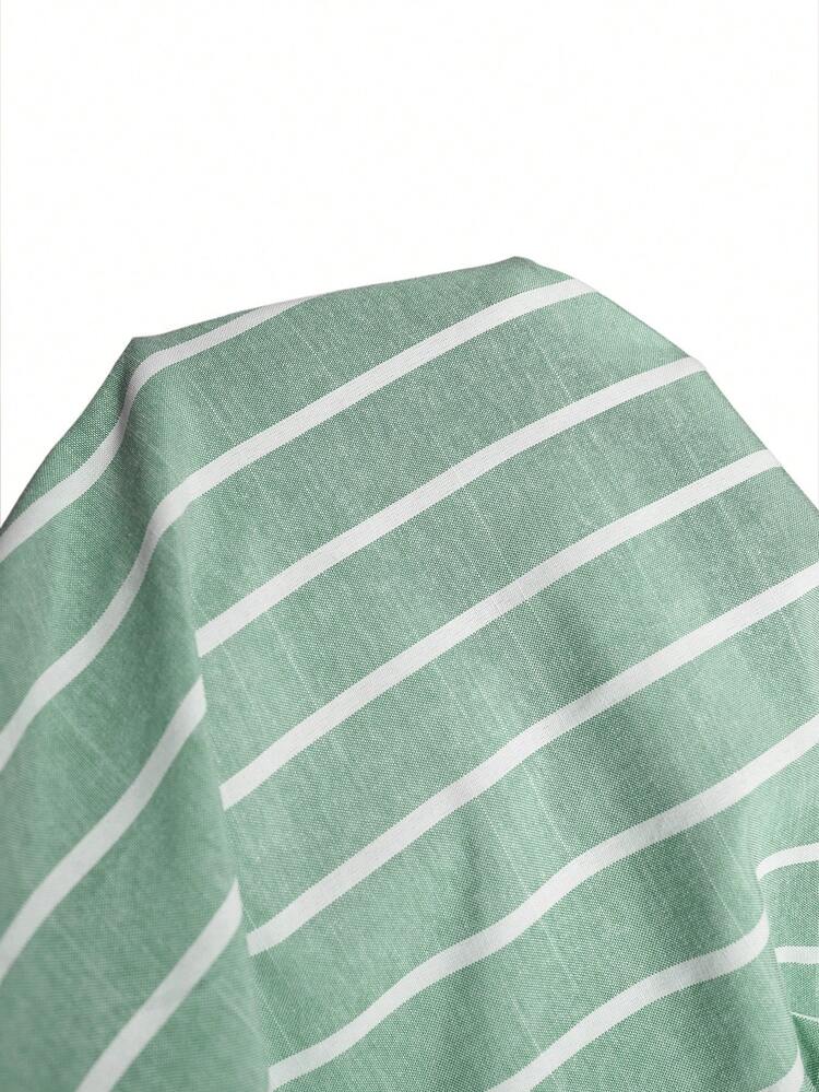 Plus Size Women Summer Casual Vacation Daily Commute Striped Print Batwing Sleeve Loose Blouse