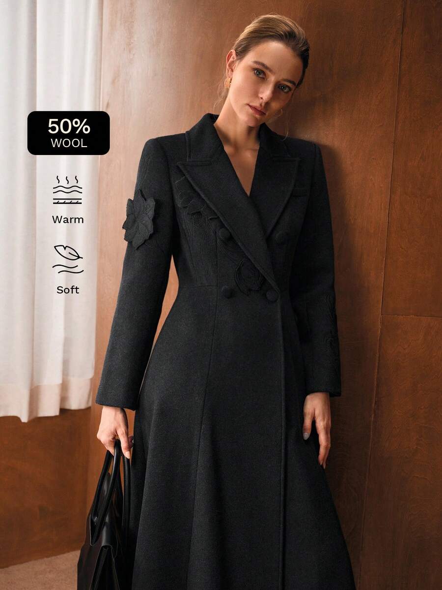 PREMIUM ABRIGO ELEGANTE DE DOBLE BOTONADURA DE LANA, OTOÑO/INVIERNO