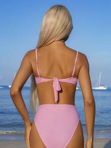 Swim Vcay Costume da bagno intero da donna con decorazioni floreali 3D e volant sulle spalline, adatto per vacanze in spiaggia, feste in piscina e feste in spiaggia - Rosa - Visualizzare 2
