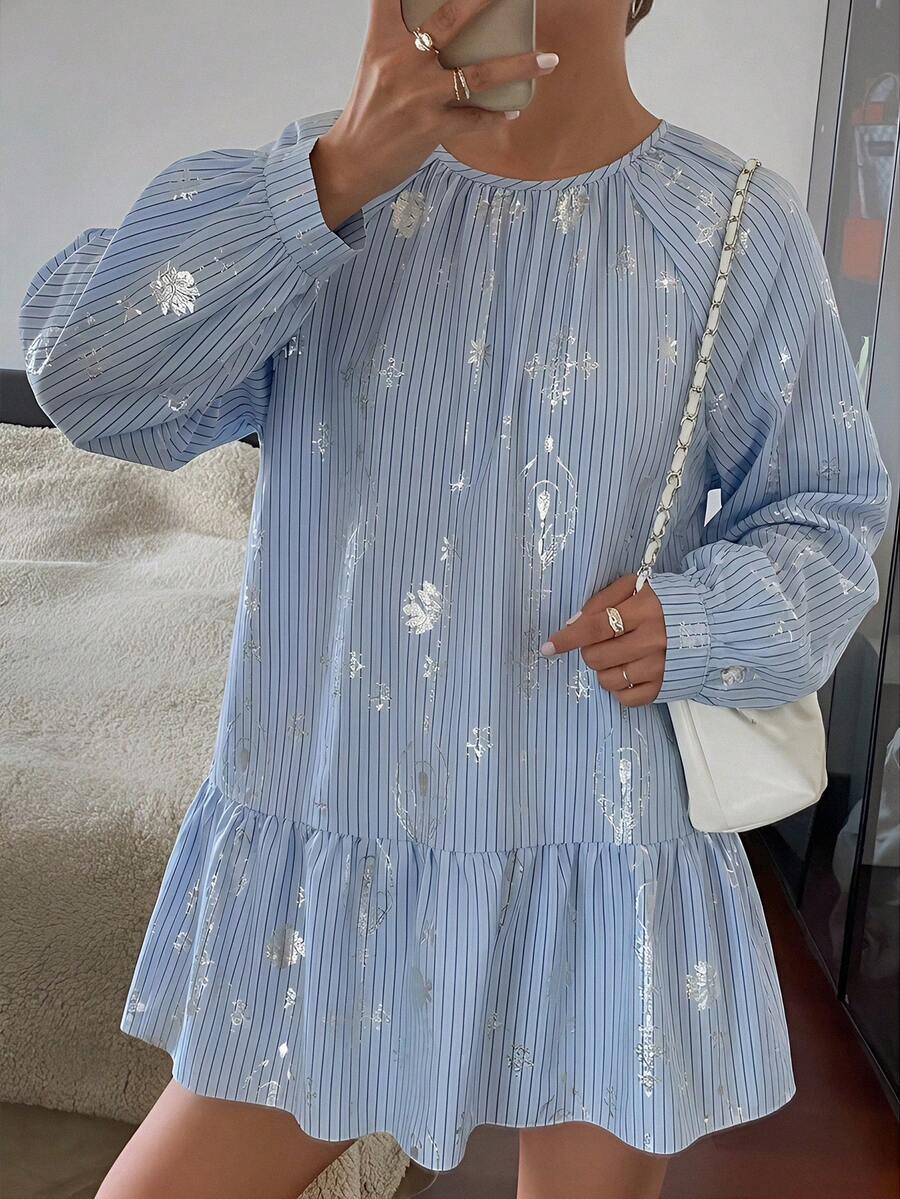 Livesso 女士圆领长款衬衫 - 藍色 - 查看 1