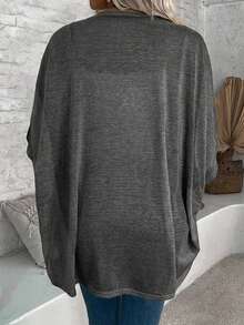 EMERY ROSE Women's Casual Batwing Sleeve Jacket - Dark Grey - View 2