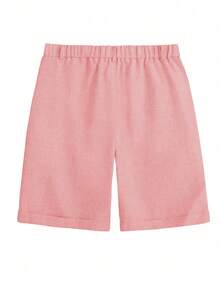 Manfinity Homme Pantalones cortos de bolsillo con botones de unicolor simple para hombres, verano - Rosa - Ver 2