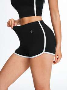 Eassivo Eassivo Women's Elastic Trim Comfortable Breathable Ballet Dance Shorts - Black and White - View 1