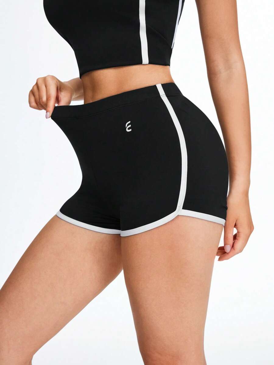 Eassivo Eassivo Women's Elastic Trim Comfortable Breathable Ballet Dance Shorts - Black and White - View 1