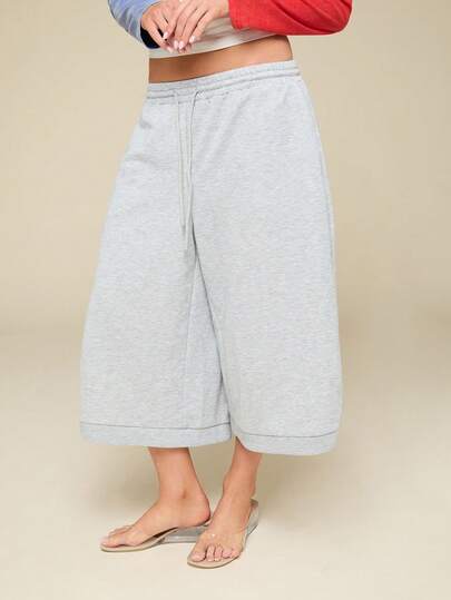 COUREZ Quần jogger lửng xẻ gấu cạp thấp / Trang phục mùa hè Y2K cho nữ, quần short dài màu xám, trang phục thường ngày, trang phục đi chơi, trang phục lễ hội, trang phục mùa xuân cho nữ.
