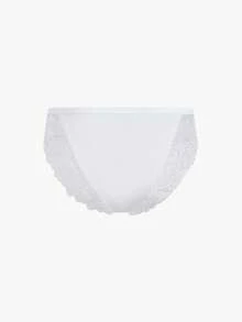 Bisouelle Bộ 4 quần lót ren trơn màu thanh lịch dành cho nữ - trắng - Xem 14