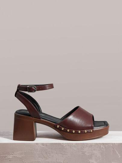Styleloop Women's Square Toe Pu Fabric Is Fashionable, Simple, Breathable And Comfortable, Buckle Straps For Daily Parties And Banquets, Exposed Heel Sandals, Holiday Atmosphere, Summer Wear, A Must For Travel