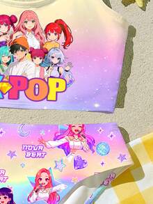 Bộ đồ bơi tankini in hình nhóm nhạc nữ K-Pop hoạt hình nhiều màu sắc dành cho bé gái tuổi teen, thích hợp cho kỳ nghỉ hè. - Nhiều màu - Xem 4