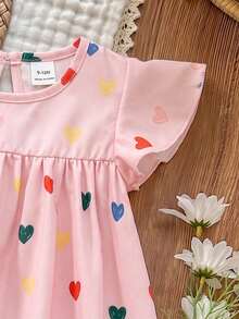 SHEIN Vintaside Kids 女嬰幼童/新生兒 0-3 歲 春夏休閒百搭可愛甜美俏皮荷葉袖洋裝 日常穿著與外出適用 - 彩色 - 查看 7