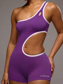 Musera Sport Bộ đồ liền thân thể thao năng động, cắt xẻ tương phản, thích hợp cho tập luyện thể thao, tập gym, pilates, thể dục, hàng ngày, nữ tính, thoải mái, mùa hè. - Màu tím - Xem 6