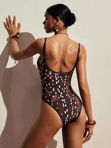 Poéselle Maillot de bain une pièce à col V profond avec texture de peau de cerf - Multicolore - Voir 7