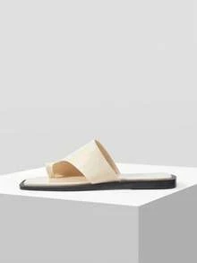MOTF PREMIUM DAMENSCHUHE NEU MODISCHE FRANZÖSISCHE STEIN-MUSTER SET ZEHENFLATTSOHLE QUADRATISCHE ZEHENRIEMCHENSANDALEN, VIELSEITIG, KOMFORTABEL UND LEICHT, SCHLUPF-ON RESORT-STIL, HOCHWERTIGE FEE-STIL ELEGANTE TEMPERAMENT SANDALEN - cremefarben - Übersicht 2