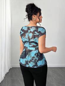 SHEIN Elenzya 优雅、时尚、舒适的扎染大码女式衬衫 - 彩色 - 查看 2
