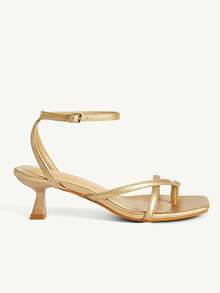 CUCCOO CHICEST Women's Shoes Gold Toe High Heel Sandals Square Toe Thin Strap Buckle Strap Temperament Sandals - Gold - View 8