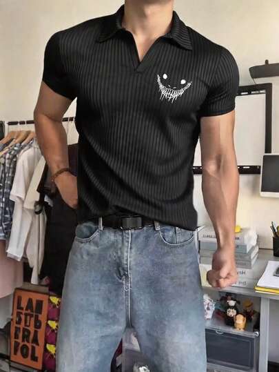 GymBeat Áo polo thể thao tay ngắn in họa tiết tối giản dành cho nam