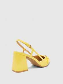 CUCCOO BIZCHIC Women's Classic Burgundy Pointed Toe Mid-Heel Slip-On Pumps, Versatile For Commute, Date, Party, Holiday, Wedding For Christmas Spring Shoes - Yellow - View 6