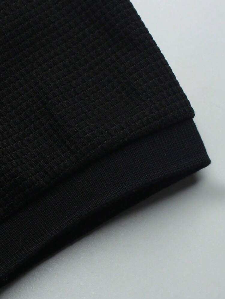 Manfinity Homme Set di polo e pantaloncini da uomo di colore unito, casual e minimalista per uso quotidiano. Completo casual da uomo in due pezzi. - nero - Visualizzare 8