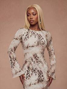 Women's Elegant Leopard Print Bodycon Dress, Sexy Party & Date Night Outfit, European And American Style, Spring/Autumn - Multicolor - View 7