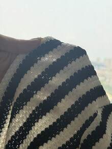 Bộ áo ống kẻ sọc và quần short cho bé gái tuổi teen - Đen và trắng - Xem 5