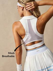 VARSIVA Women's Solid Color Minimalist Sleeveless Casual Sports T-Shirt - White - View 2