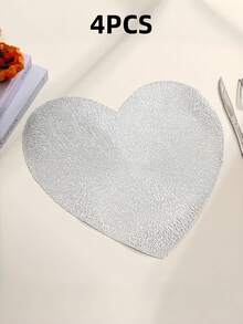 1/4/6PCS Valentine Day Heart Shaped PVC Table Mats Heat Resistant Non Slip Dining Placemats For Home Restaurant Red Black Design Romantic Table Setting - multicolor - View 21