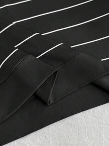 Elamini Sudadera con capucha casual de rayas para mujer para uso diario - Negro - Ver 5