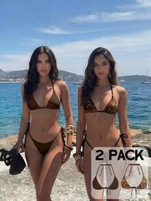 Aloruh Bộ bikini 2 mảnh mùa hè mới về dành cho nữ, họa tiết Paisley màu nâu, đồ bơi gợi cảm cho các bữa tiệc, lễ hội âm nhạc, trang phục đi biển cho nữ. - Nhiều màu - Xem 1