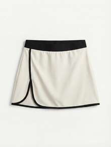 SHEIN Cheerettes Women's Contrast Color Trim Casual Summer Daily Versatile Outdoor Skirt Shorts - White - View 7