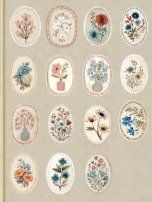 Joivida 3Pcs/6Pcs Vintage Floral Journal Sticker Set, Matte Paper With Retro Flower & Vase Pattern, For Scrapbooking, Journal Decoration And DIY Crafts, Ideal For Notebook, Diary And Art Projects - multicolor - View 9