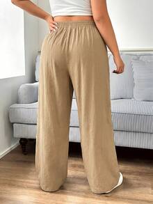 Solflare New Arrival Plus Size Casual Khaki Versatile Simple Pants - Khaki - View 2