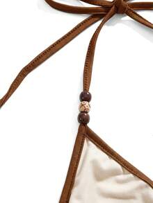 ROMWE Fairycore Sun, Moon & Star Print Plus Size Women Halter Neck Camisole & Skirt 2-Piece Set - Brown - View 7