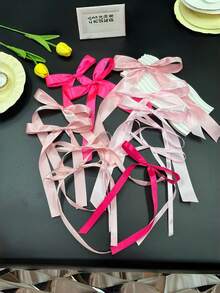 24 Stücke rosa Schleifen Wanddekoration, DIY Schleifenhintergrund, Schleifen-Kranz zum Aufhängen, romantische Raumdekoration für Valentinstag, Geburtstag, Junggesellenabschied, Hochzeit, Schlafzimmer, Heimdekoration, Valentinstag Geschenk, Partyhintergrund - Mehrfarbig - Übersicht 7