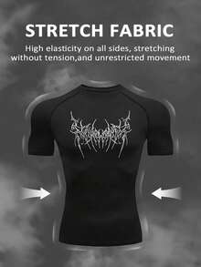 Gym Rark Setelan Olahraga Kasual Pria Lengan Pendek dan Celana Pendek Motif Gothic untuk Sehari-hari, Gym - Hitam - View 3