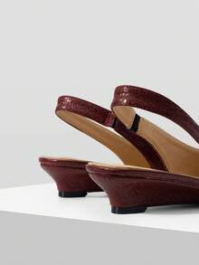 MOTF PREMIUM WOMEN'S ELEGANT DAILY SLINGBACK COMMUTE METAL DECOR WEDGE LOAFERS FOR CHRISTMAS - Redwood - View 8