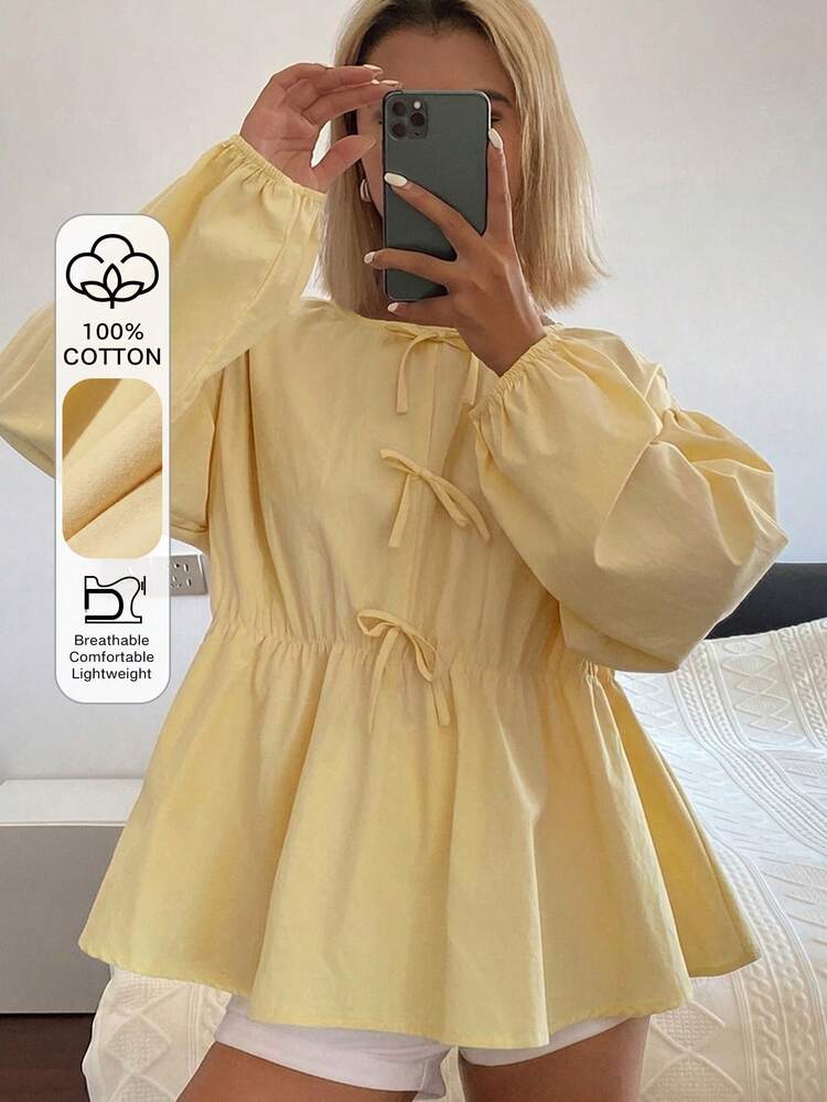 Women's Bow Tie Loose Fit Blouse