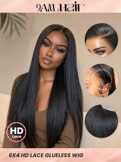 TrueHD 9Am Human Hair Wear And Go Glueless Wig Hd Lace Front Straight Human Hair Wig 6 X 4 8-16 Bob Inch 18-30 Inch Long Hair 180% Lace Closure Wigs Natural Color Pre Plucked Hairline Silky Wear & Go For Beginners Weave Glueless Human Wigs Halloween Makeup Accessories For Women Vibrator For Women Free Gifts