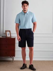 Core Aspect Camicia a maniche corte con texture, top casual per pendolari - celeste - Visualizzare 7