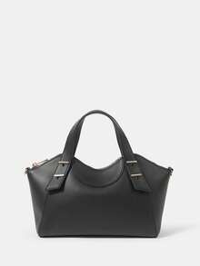 SHECARRY 女士手提包，精致简约通勤托特包 - 黑色 - 查看 3