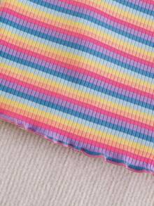 Cozy Pixies 1 Đầm dệt kim dễ thương, kiểu dáng thường ngày, thích hợp cho bé gái mùa xuân/hè, màu đen/trắng/sọc nhiều màu, cổ tròn, tay ngắn, họa tiết bướm, ôm dáng. - Nhiều màu - Xem 3