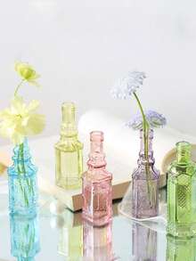 Cirelle 1件迷你美學壓紋玻璃花瓶，碎花瓶，桌上裝飾用 - 多色 - 查看 5