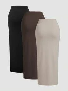 Sweetra Women's Summer Casual Ruched High Slit Bodycon Skirt Y2K Outfit  Maxi Women Outfit - Multicolor - View 2