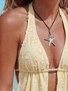 Swim Mod Women's 3 PiecesSexy Halter Backless Swimwear Set For Beach Golf Vacation White Summer - Pale Yellow - View 3