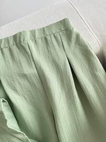 Bộ đồ thường ngày thoải mái cho bé gái tuổi teen: áo polo cổ bẻ và quần. - màu xanh lá - Xem 4